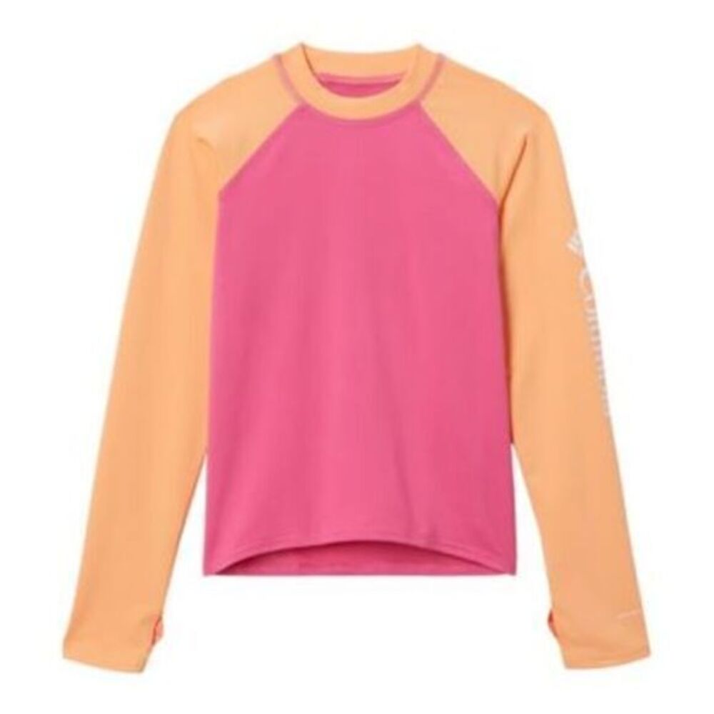 Columbia Girls Pink and Orange Sandy Shore Long Sleeve Sunguard Shirt Size YXL